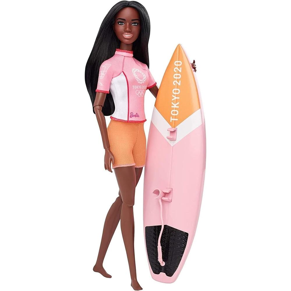 Barbie Olympic Games Tokyo 2020 Surfer Doll w/ Accessories Surfboard Medal New - Picture 2 of 11